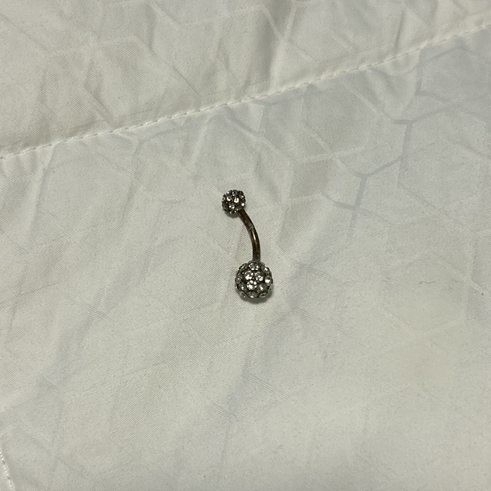 Silver Crystal Belly Button Ring